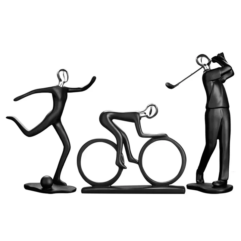 Modern Abstract Resin Bicycler Cyclist Statue Bicycle Rider Statue Bike Racer Rider Figurine Office Living Room Decor