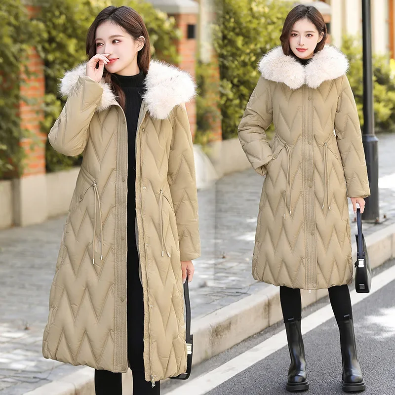 

Parkas Women Long Coats Fur Collar Jackets Full Sleeve Y2k Streetwear Elegant Jacket Work Coat Thick Warm Autumn Winter