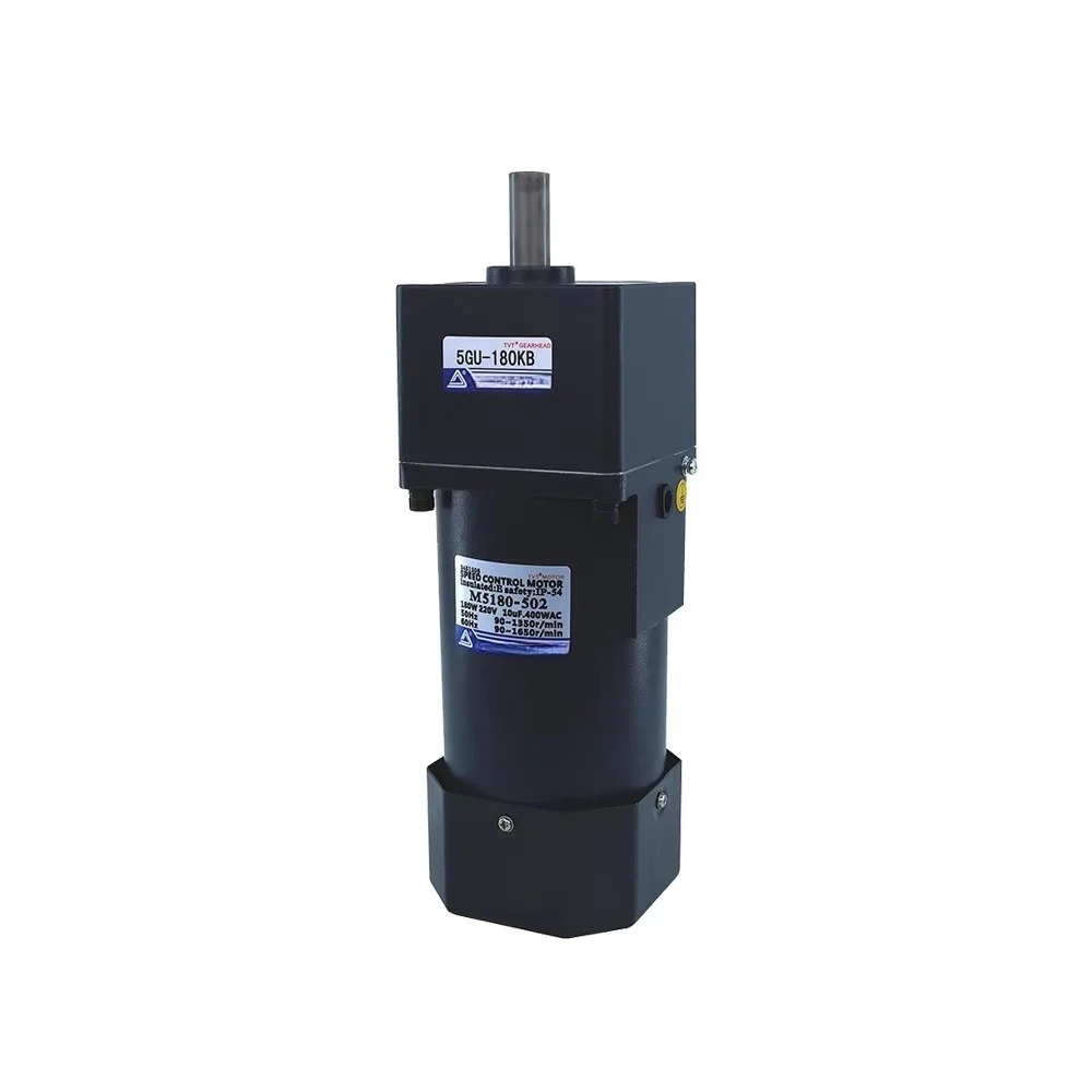 180W AC Speed Control Motor 220V with Governor 15mm Keyway Shaft 90mm Square Reducer for Automatic Labeling Machine