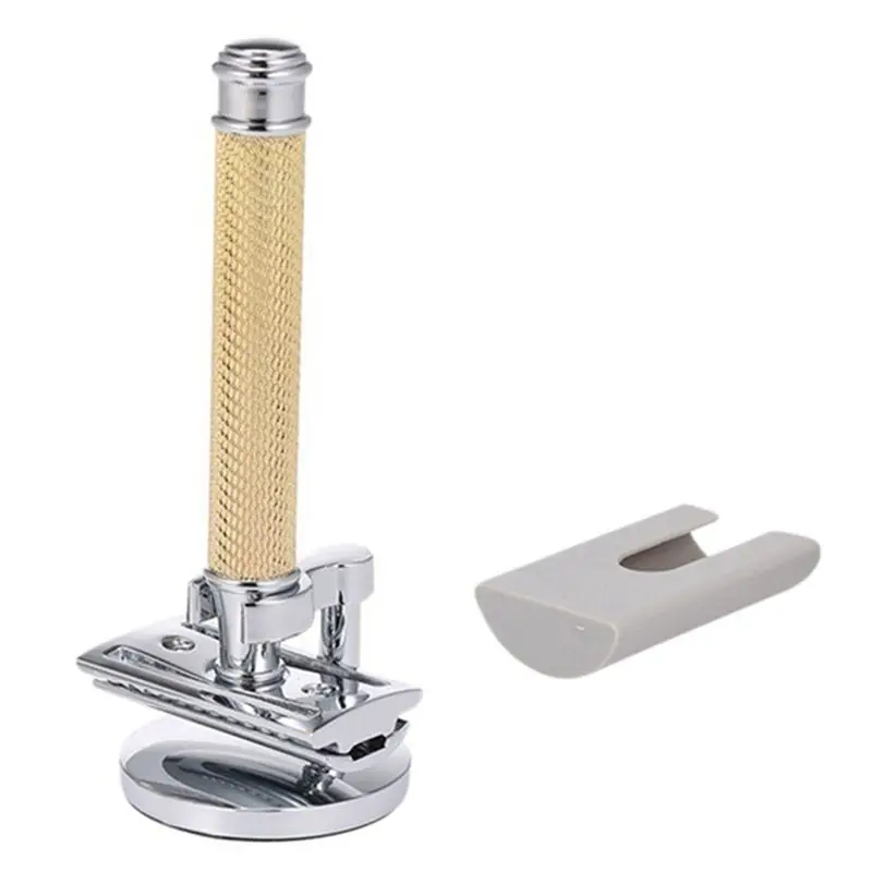 A66T-Gold Adjustable Double Edge Classic Safety Razor Man Shaving Razor With Base Cutter Head Cover Durable Easy Install