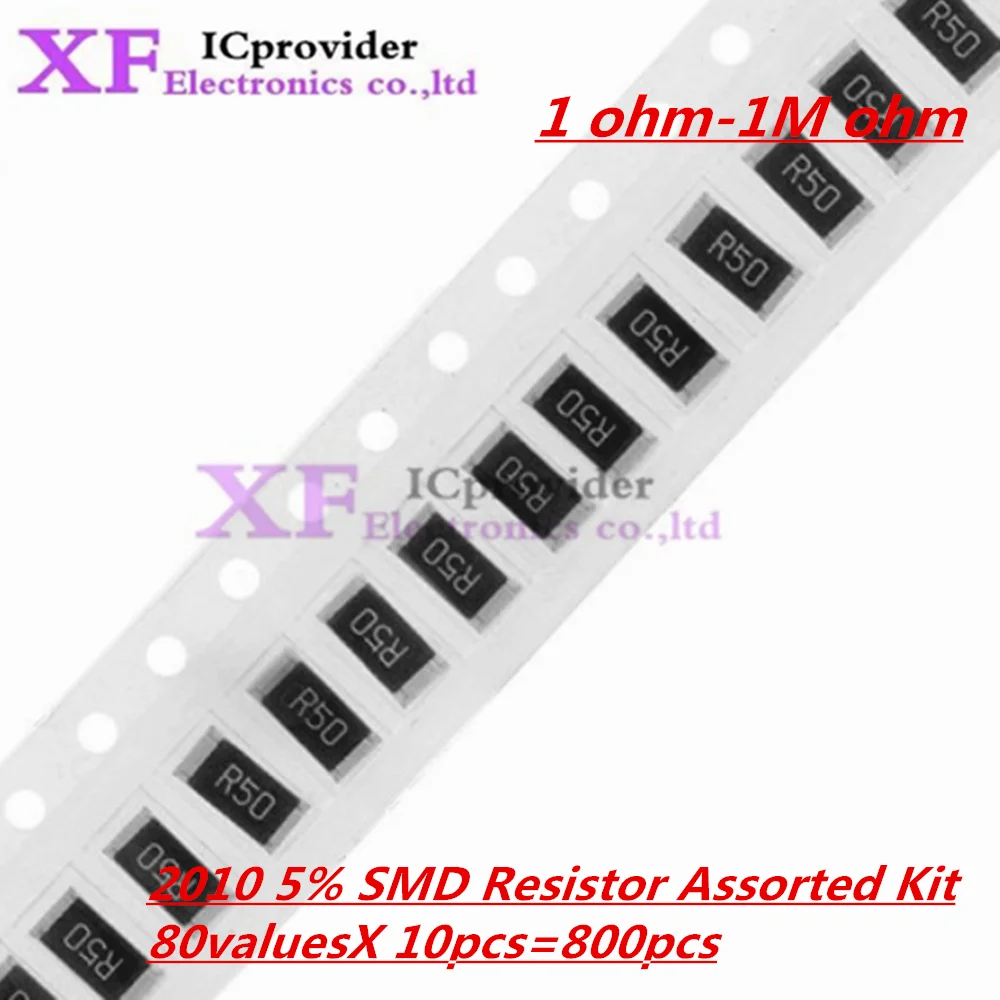 800pcs 2010 5% SMD Resistor Assorted Kit 1ohm-1M ohm 80valuesX 10pcs=800pcs Sample set