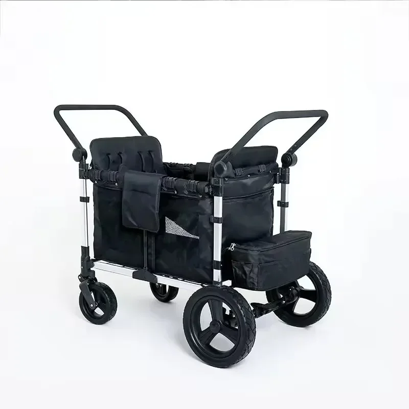 Durable and low-priced Collapsible Wagon Stroller 2 Seater Folding Baby Cart Twins  All Terrain Outdoor Fishing Garden Park