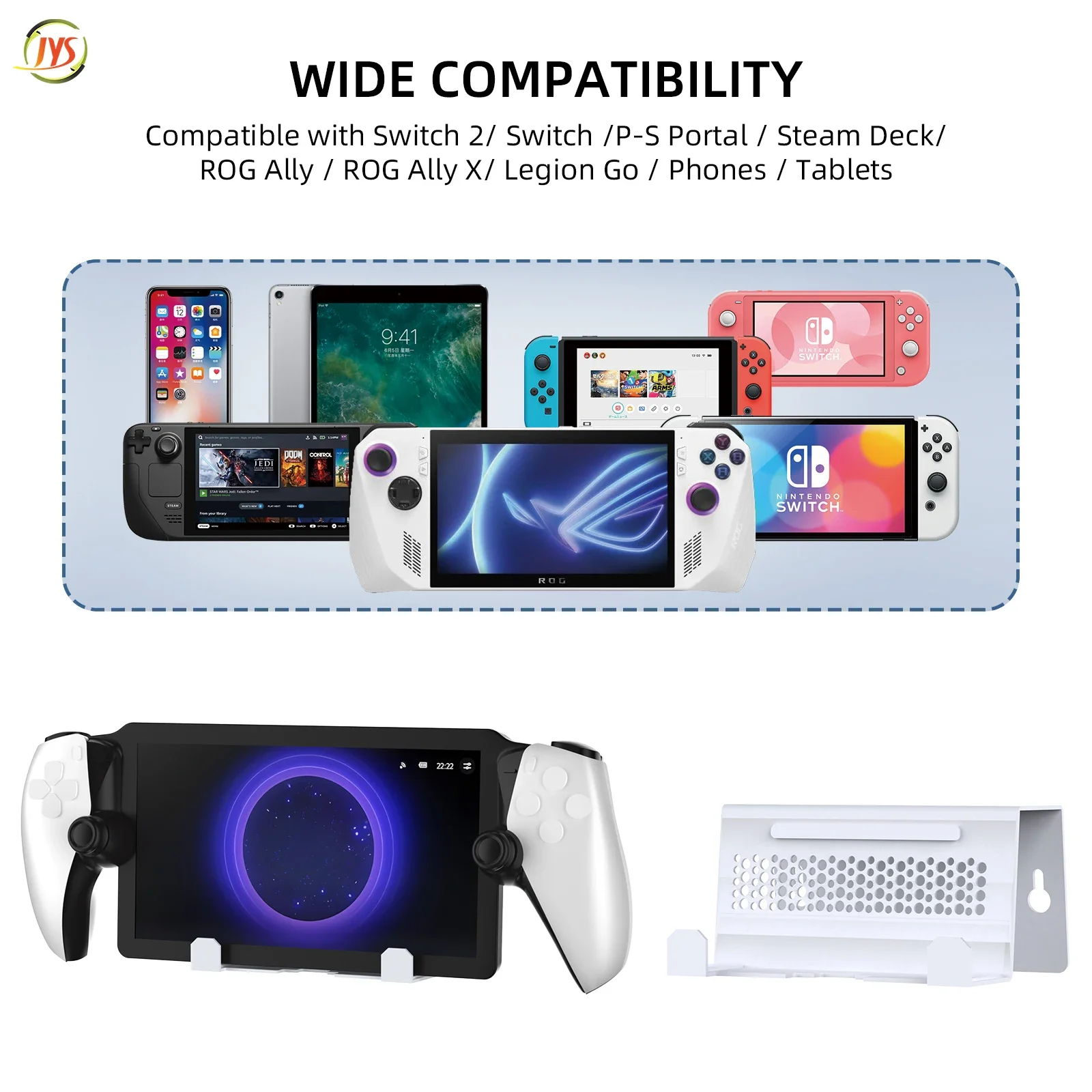 JYS-P5219 все в одном ручной настенный кронштейн для хранения ROG X/PS port/ Switch 2/Steam deck handheld storage rack