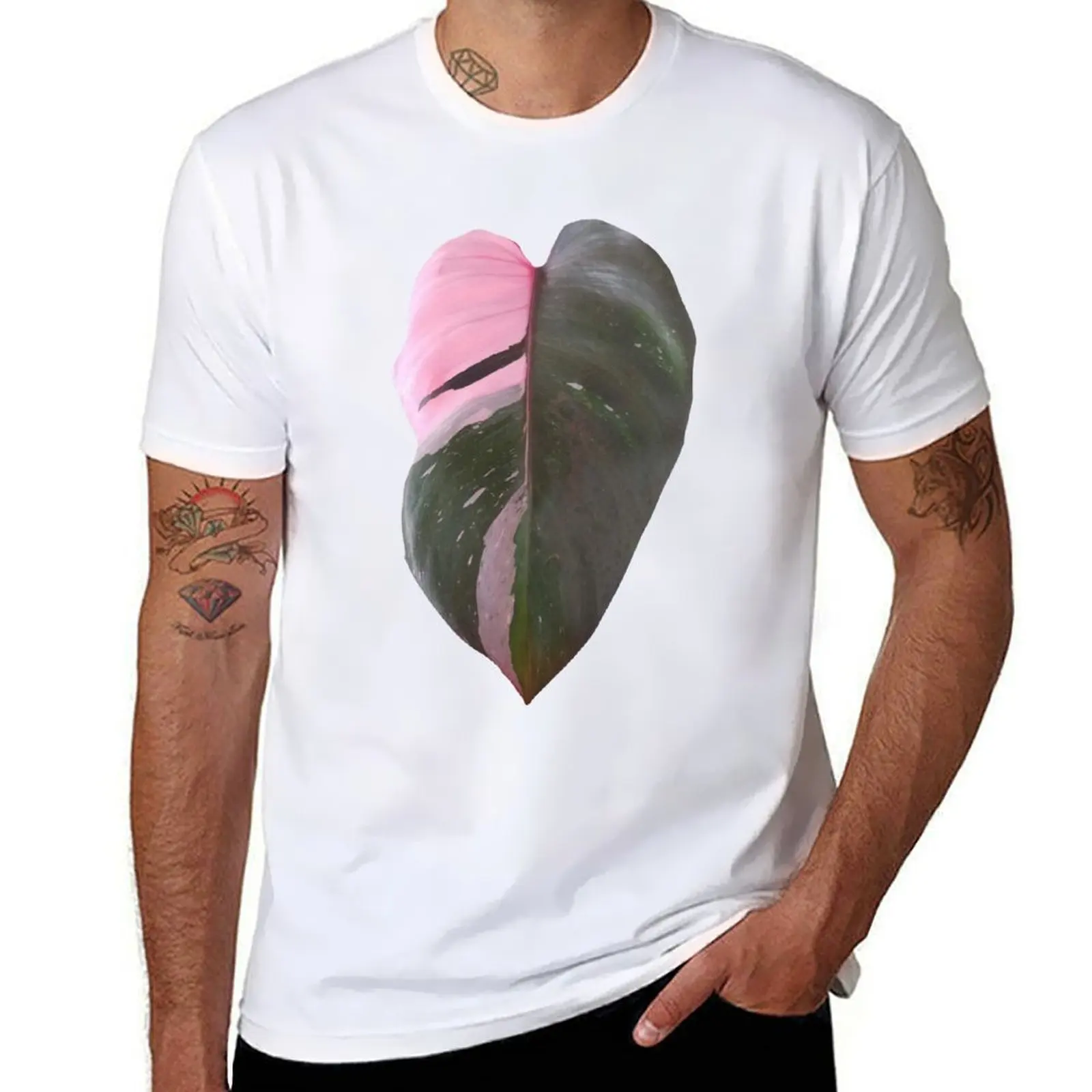 Camiseta rosa de princesa Philodendron Leaf Plant, camisetas para hombre, camisetas estampadas de algodón para hombre