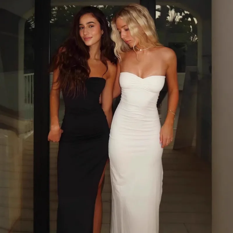 2026 Summer Fashion New Women's Elegant Strapless Slim Fit Dress Vacation Style Spicy Girl Beach Long Dress
