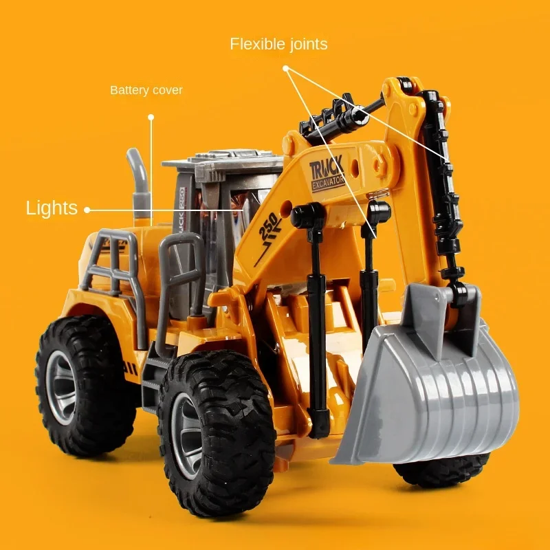 RC engineer car Remote control excavator with LED Light electronic road roller RC Truck electric bulldozer Model Kids Gift Toy