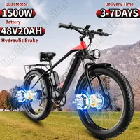 DUOTTS Electric Bicycle 1500W Dual Motor 48V20AH Lithium Battery Hydraulic Brake Electric Bike 26*4-in Fat Tire Mountain E-bike