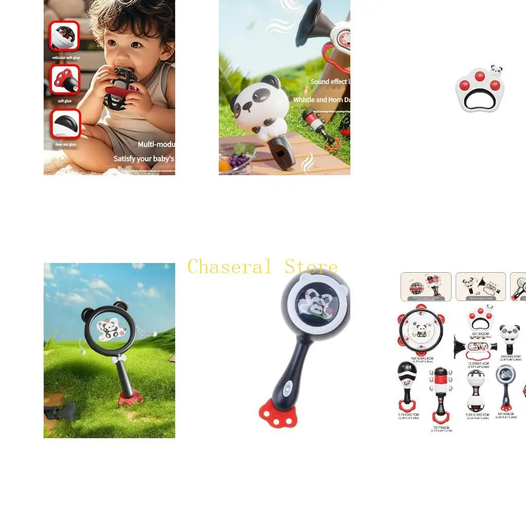 

E7CE Baby Teething Rattle Toy Sensory Rattle And Hand Shaking Drum Trumpet For Early Childhood Development Safe ABS Music Toy