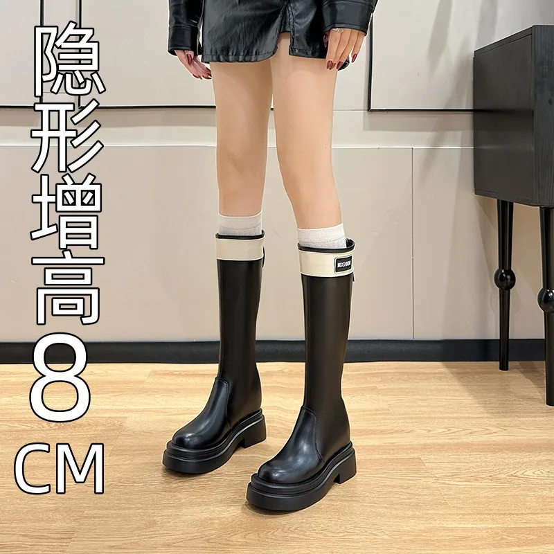 

Сапоги до колена на толстой подошве, новинка 2025, модные утягивающие модные сапоги, рыцарские сапоги на высоком каблуке для женщин, осень и зима