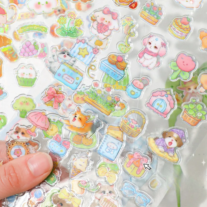 

Cute Crystal Stickers Cartoon Animal Jelly Decals for DIY Journaling Scrapbooking Sticker Pack for Phone Case Kawaii Supplies