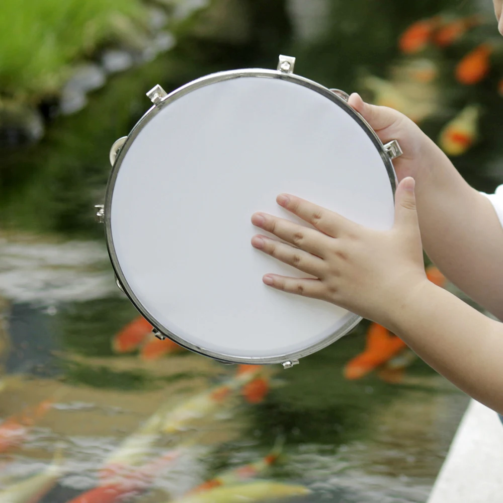 10 pollici tamburello regolabile pannello in legno massello tenuto in mano campana tamburo percussioni giocattoli musicali per bambini strumenti di illuminazione infantile