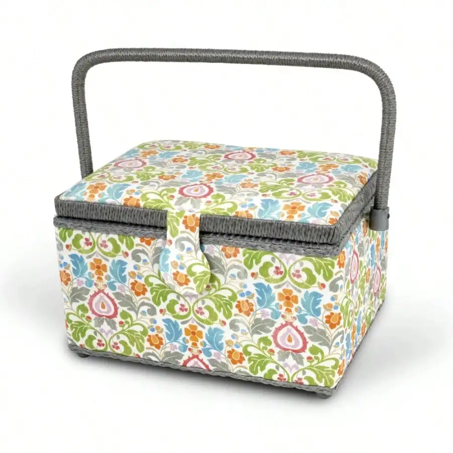 طقم سلة الخياطة الأساسية، الأبعاد المتوسطة: 10-1/4 بوصة طول × 7-1/2 بوصة عرض × 6 بوصة ارتفاع الجيب