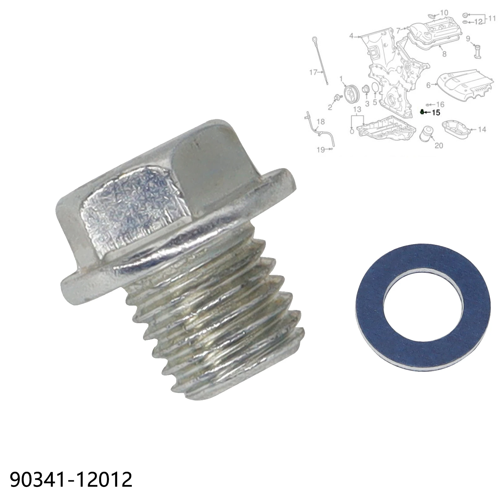 Motor Cova de óleo Dreno Parafuso Parafuso Arruela, Se encaixe para Toyota Tacoma Corolla 4Runner Lexus, Acessórios do carro, 90341-12012, 9034112012