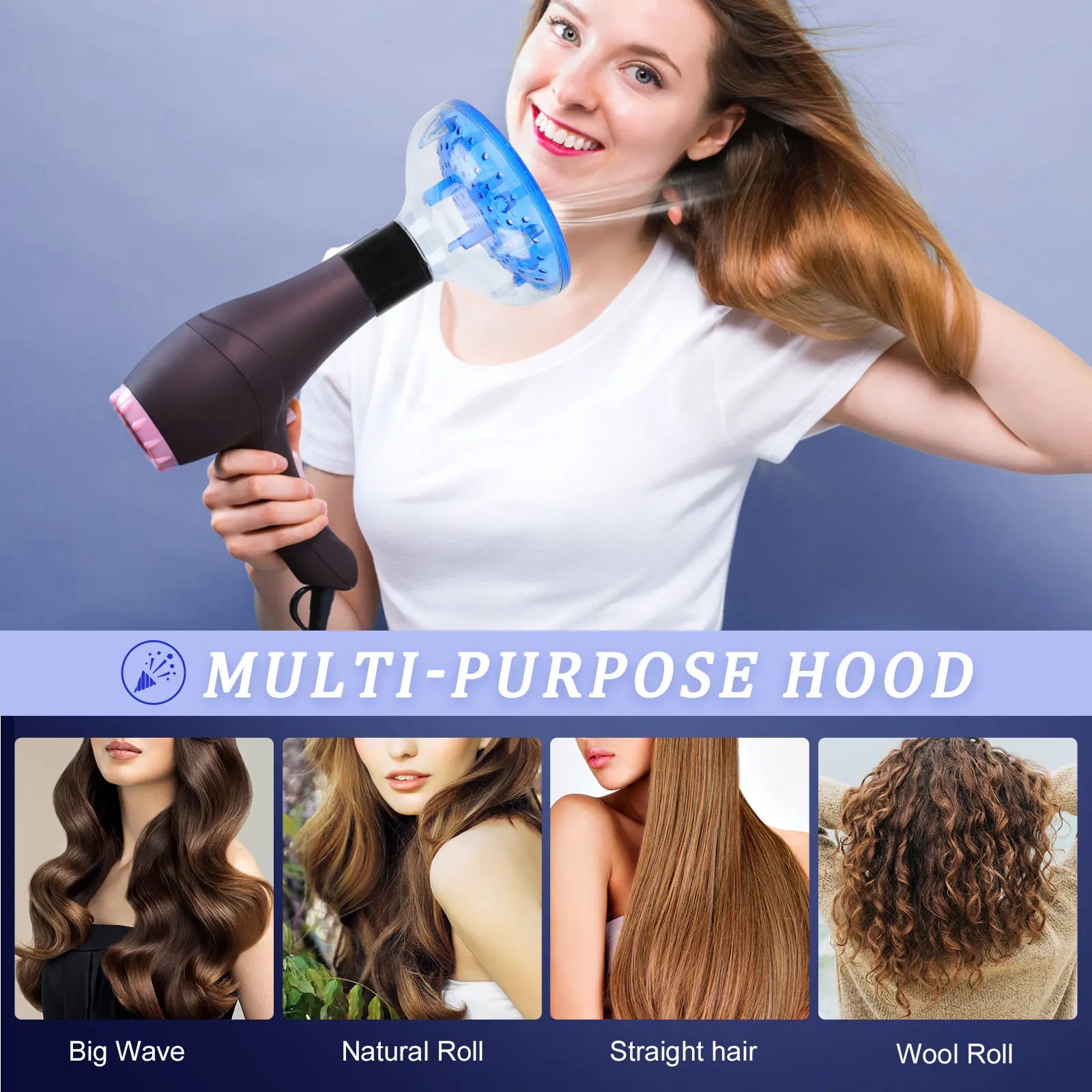 

Диффузор для фена универсальный, насадка для укладки волнистых и кудрявых волос, инструмент для создания объема, ветрозащитный колпак, аксессуар для сушки