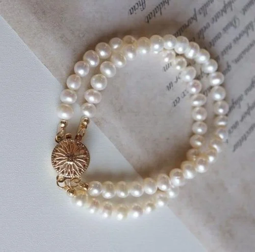 Double Strand Nanhai AAA 7-8MM White Pearl Bracelet Breast Card 7.5-8 