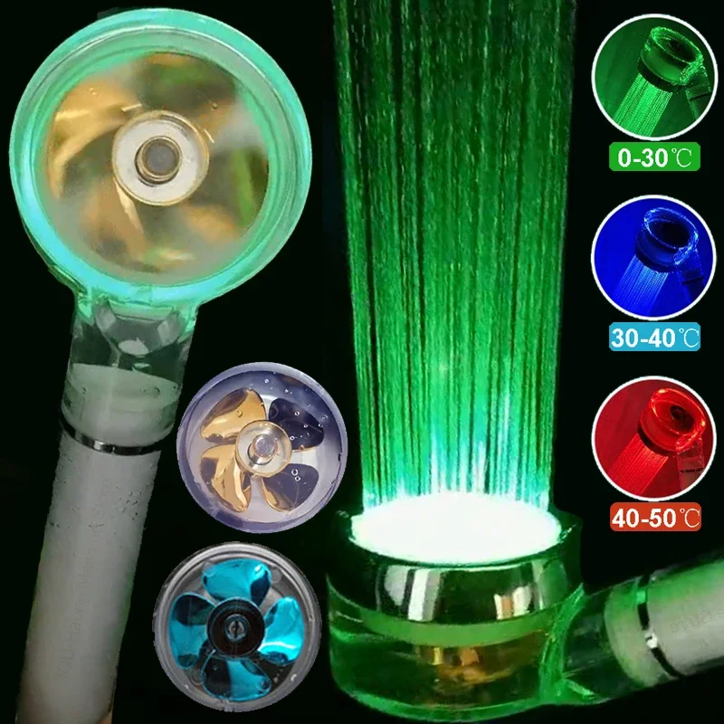 Bathroom Shower Head Light LED Color Changing Temperature Sensor High Pressure Nozzle