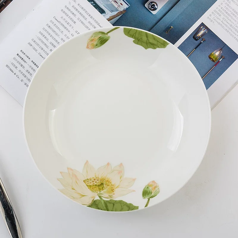 9inch, bone china table plates, Chinese painting design, porcelain french tableware, ceramic dishes, chafing dish, kitchen plate