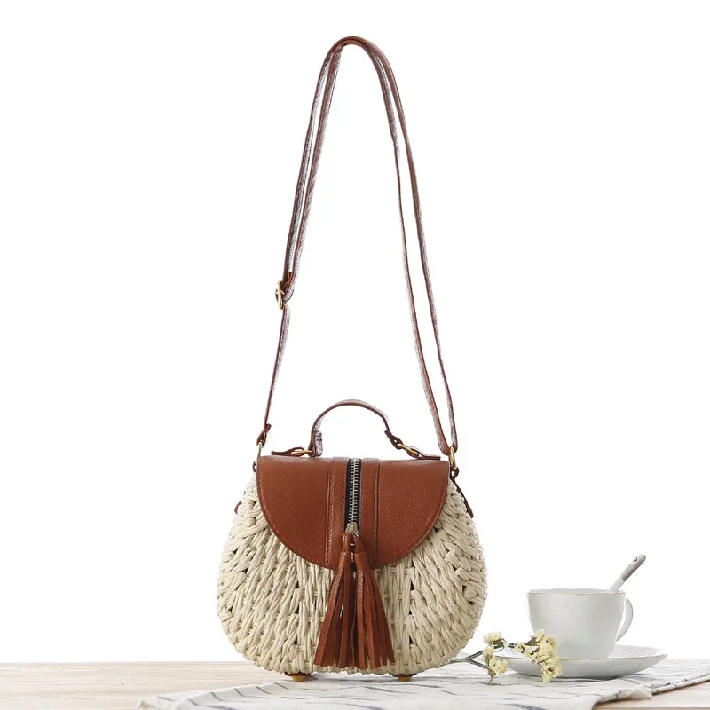 Paper Rope Messenger Beach Vacation Shoulder Woven Crossbody Straw Bags for Women High Quality Fashion Flap Pocket  bolsos mujer