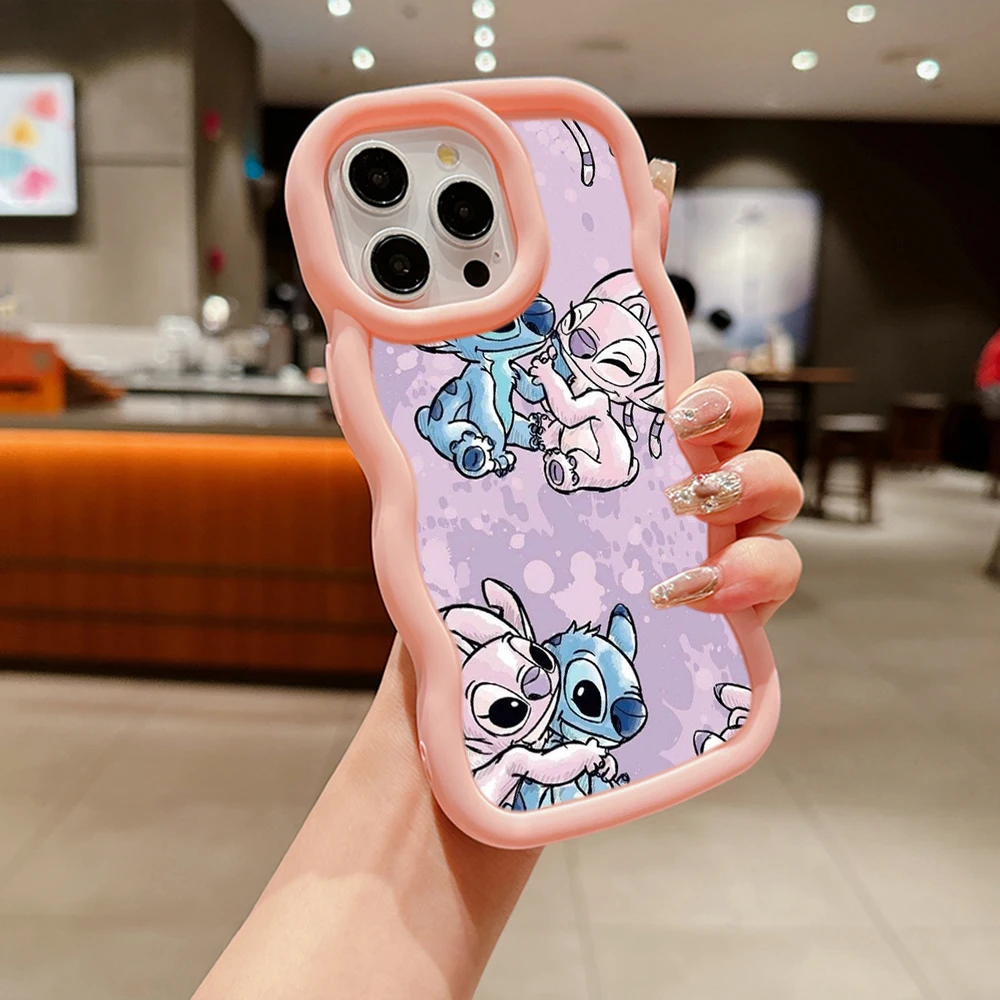 Macaron Big wave Soft Phone Case for Tecno Camon 18 19 20 Spark 9 10C 20C GO POP 7 itel P55 A70 SS98 Stitch Angel