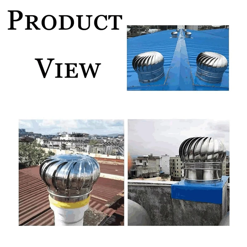 Roof Ventilator, Turbine, Wind Turbines Air Vents, Air Ventilation Outlet Hood, With Built-In Screen Mesh For House