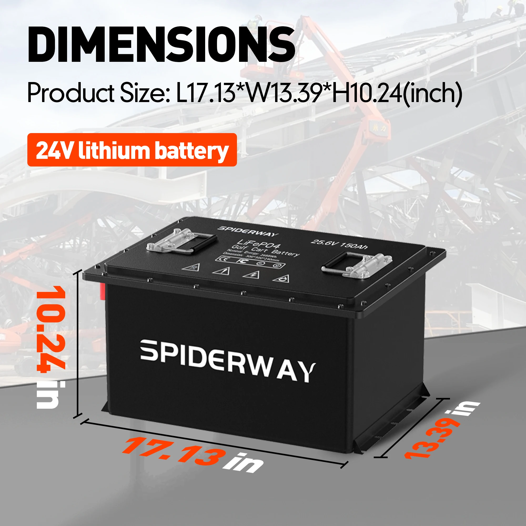 24V 150Ah LiFePO4 Lithium Battery for Cushman Minute Miser Stock Chaser Carrier, 6000+ Cycle, 200A BMS