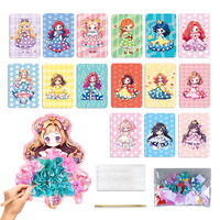 Creative Poke Art Fabric Puzzle Puncture Painting for Girls Children's DIY Poking Drawing Dress Up Boards Stickers Art Craft Toy