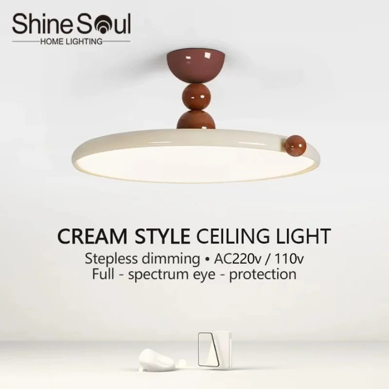 

Скандинавский светодиодный потолочный светильник, кремовая ветровая летающая тарелка, лампа для гостиной, спальни, прикроватная тумбочка, столовая, декор интерьера отеля, потолочный светильник