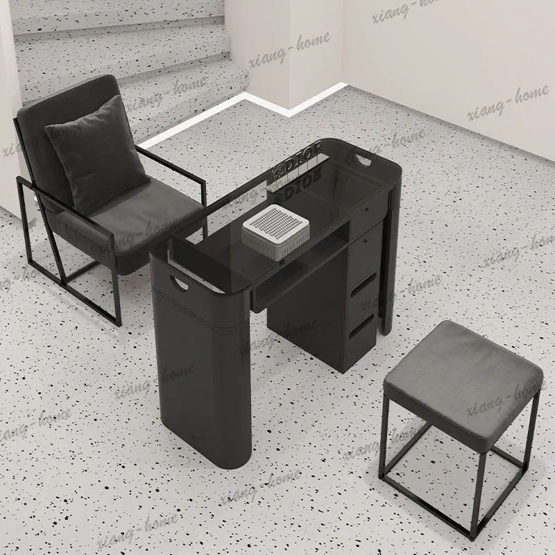 LJY Nordic Modern Nail Desk Minimalist Design Aesthetic Classic Nail Desk Elegant Premium Mesa Manicure Profissional Salon Furni