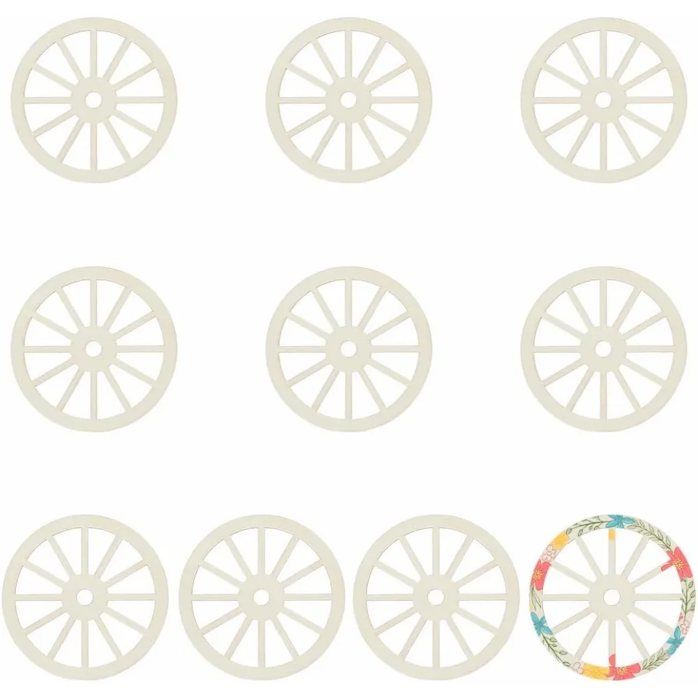 

10pcs Unfinished Wood Wheel 4.9 Inch Blank Wood Slices 2.5mm Thick Train Car Wheel Wooden Pieces Wooden Cutouts Unfinished