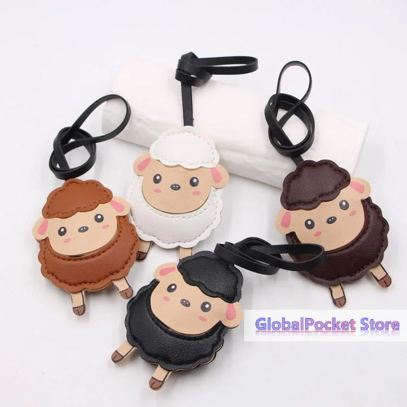 [TG823]Cute Cartoon Sheep Shaped PU Leather Bag Charm Exquisite Stitching Perfect For Backpacks Handbags Keys Decoration