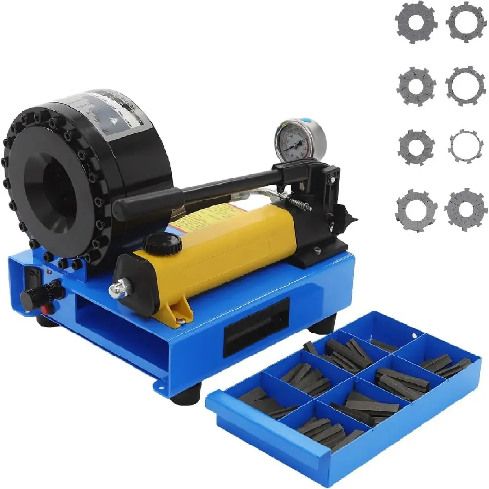 Prensadora Manual Portátil de Mangueras Hidráulicas, 8 Matrices, Rango de 0.24-0.98 Pulgadas para Mangueras de Alta y Baja Presión (Negra)