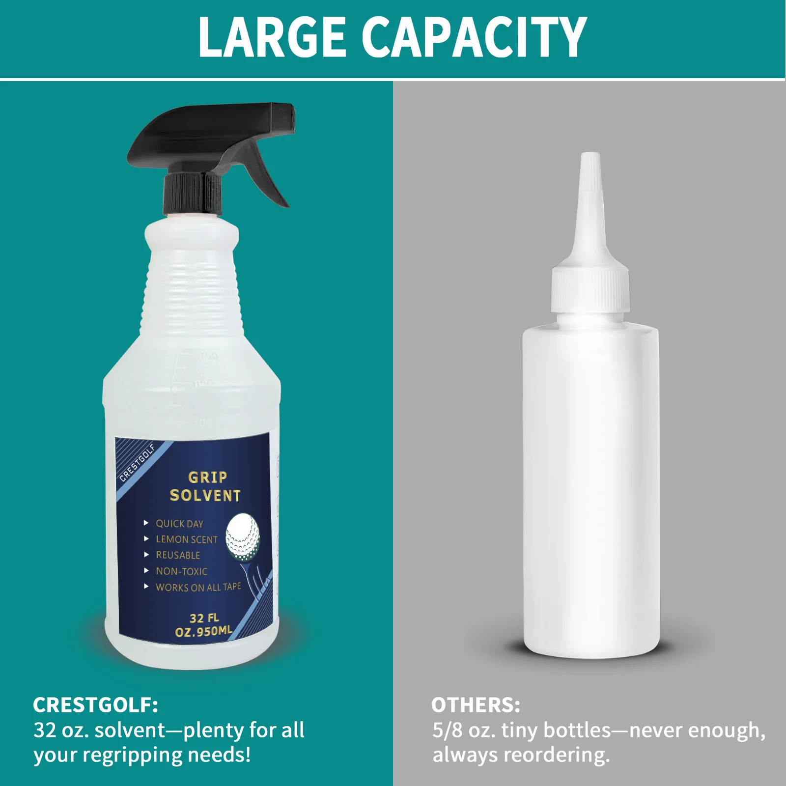 Solvente per impugnatura da golf 32 OZ per la raccolta mazze da golf e riparazione dell'impugnatura da golf Soluzione per impugnatura da golf Solvente per nastro adesivo profumato al limone