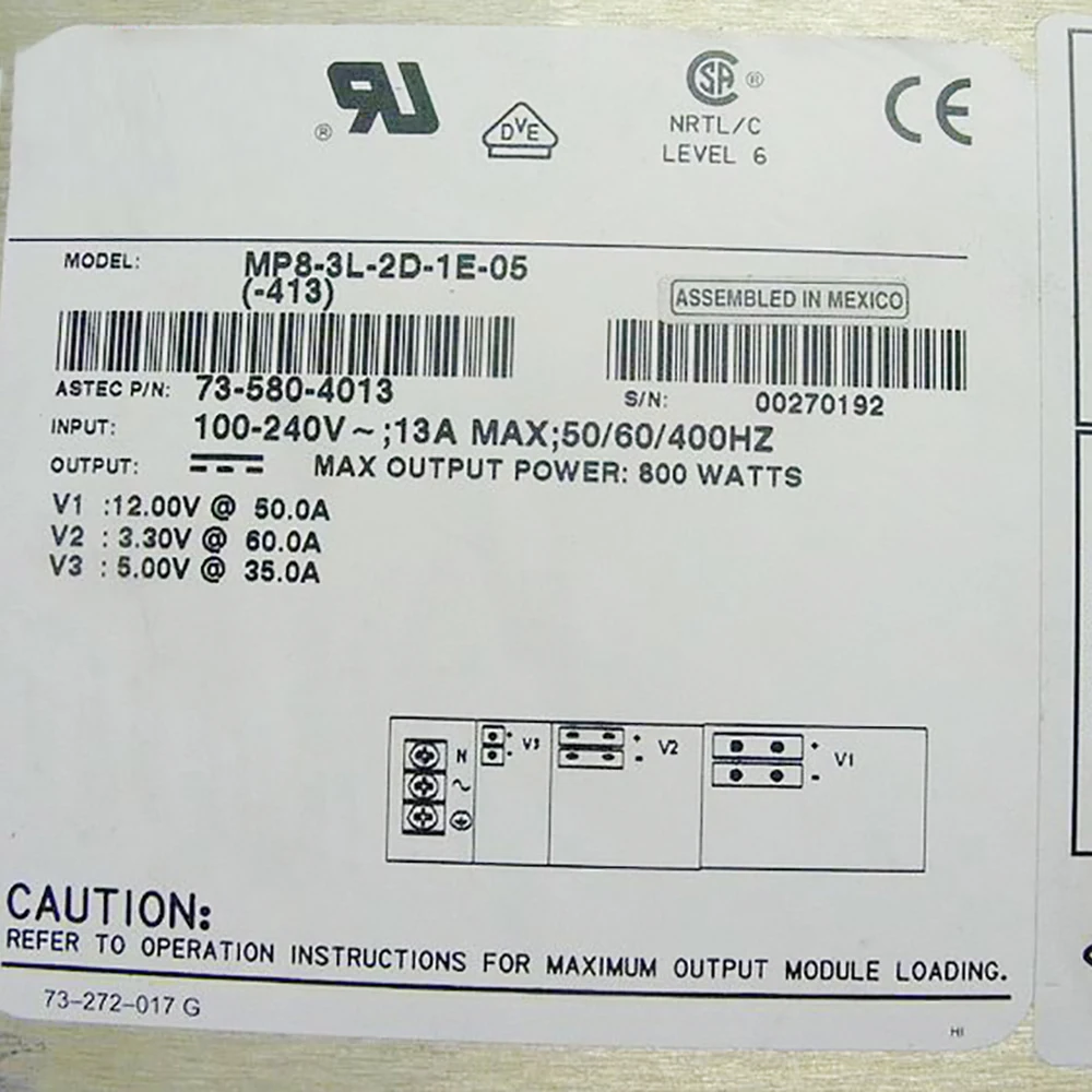 VAD610610 Rev B 610115014 800W Device Power Supply MP8-3L-2D-1E-05(-413)   