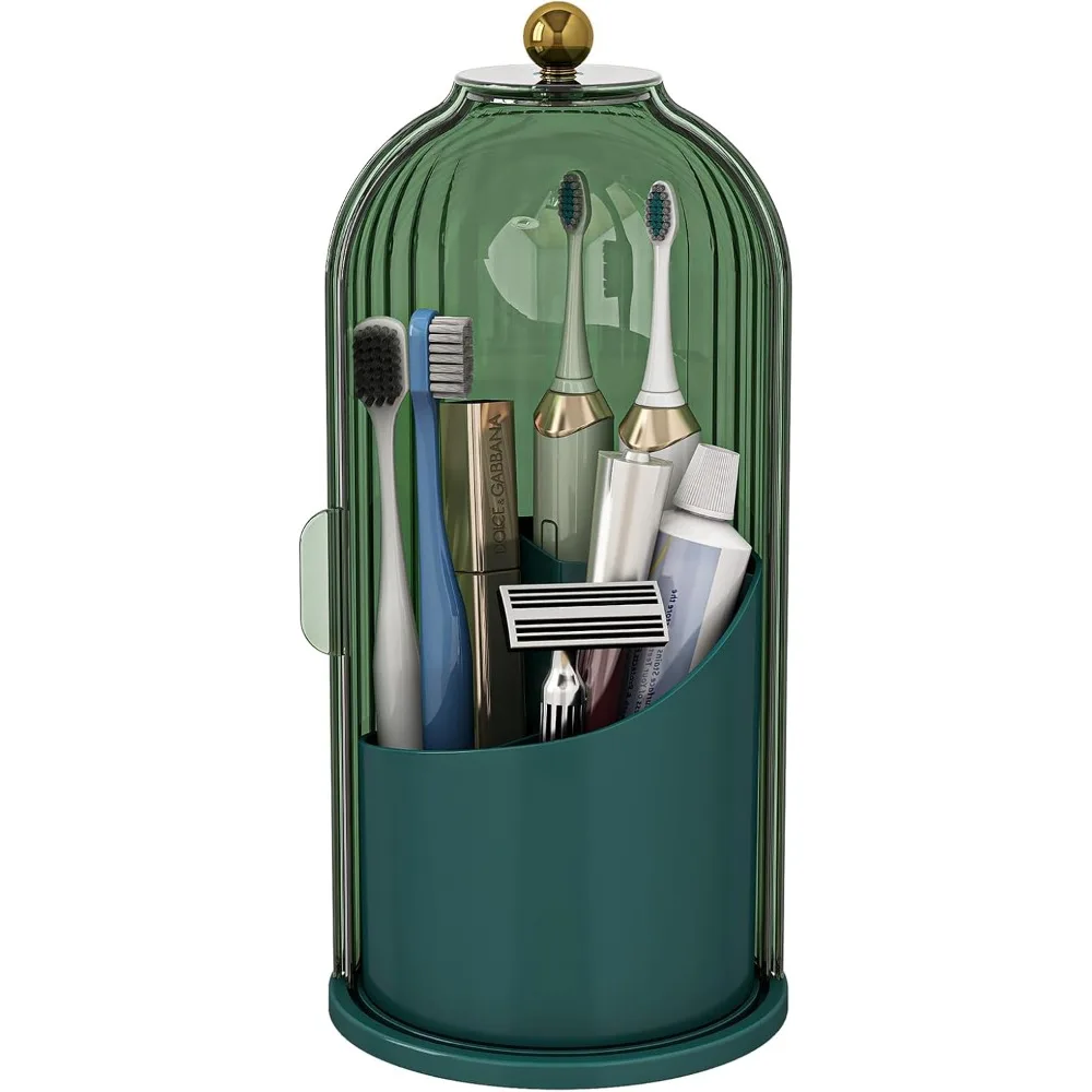 Пылезащитные держатели для зубных щеток с крышкой, вращающаяся электрическая зубная щетка и держатель зубной пасты для столешницы в ванной комнате, 3 слота