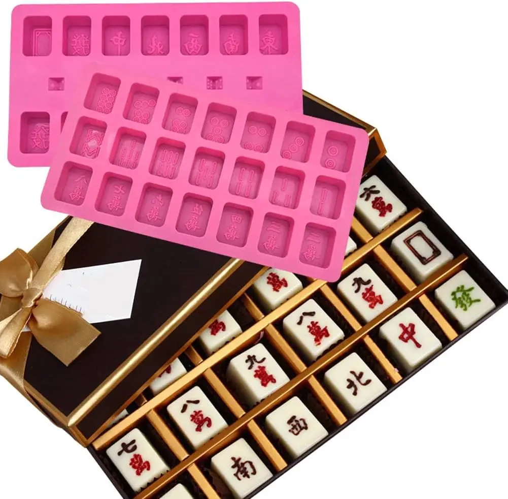 

2pcs Mahjong Mold for DIY Baking, Chocolate Ice Tray, Resin Candle, Clay Moulds