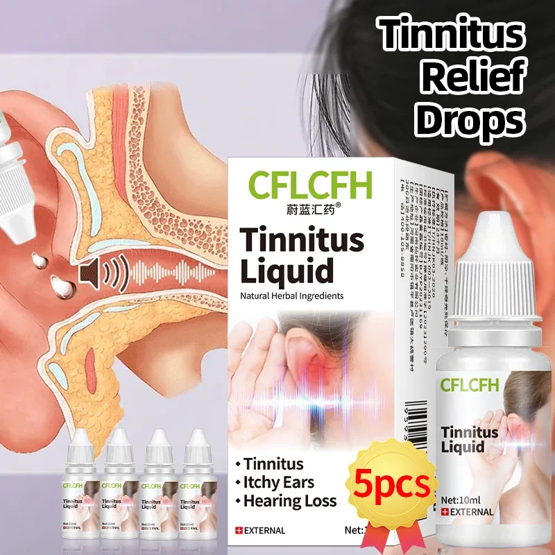 Tinnitus Relief Ear Drops Ear Ringing Treatment Hearing Loss Deafness Earache Itchy Pain Liquid Health Medicine 3/5bottles