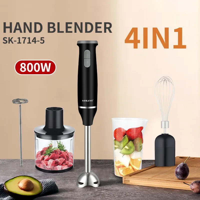 

4-in-1 1000W Handheld Immersion Blender with Stainless Steel Stick Blender,Beaker,Chopper,Whisk and Frother,Juicers, Mixer