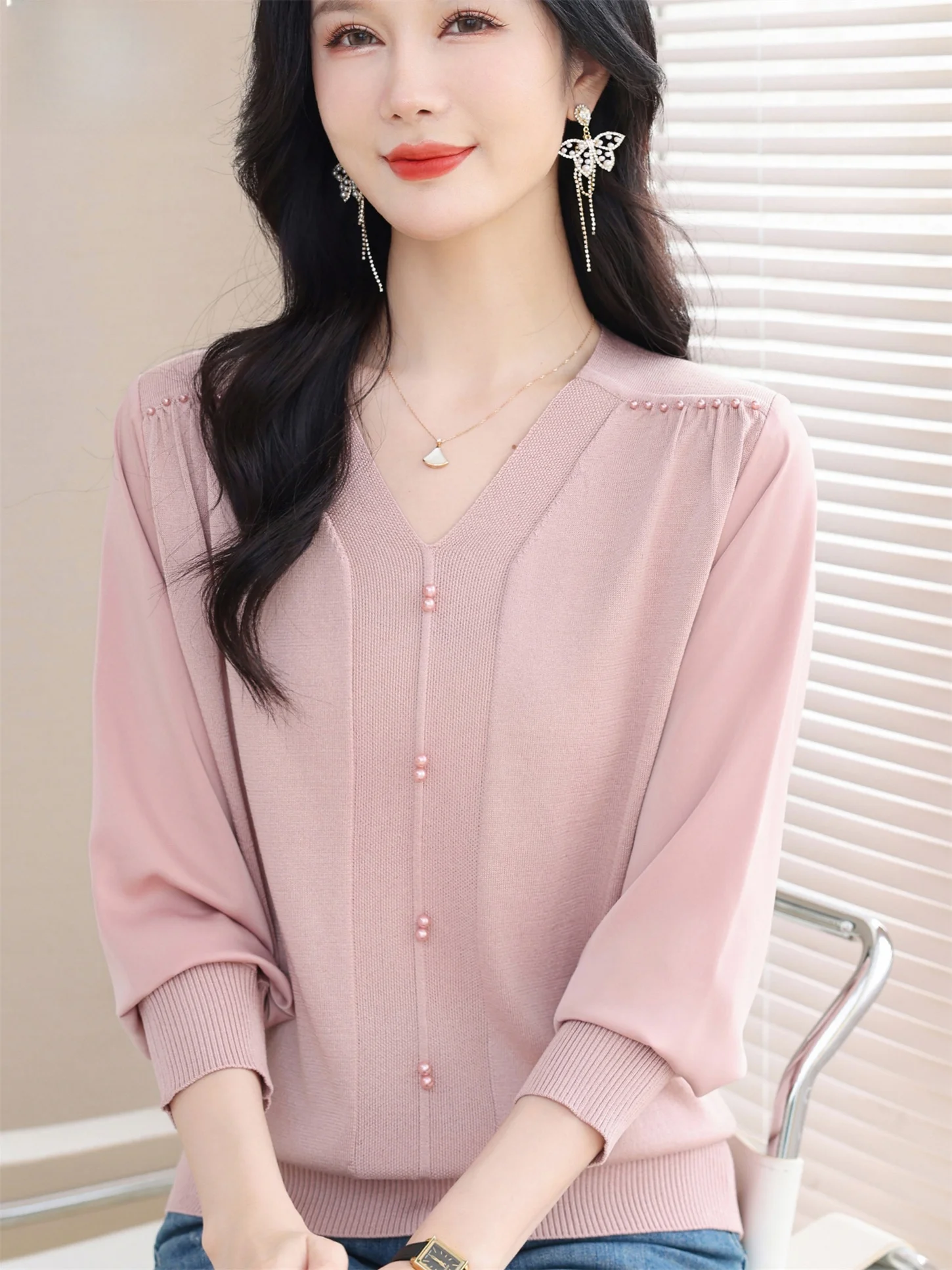 

Faionable V-Ne трикотаж, свободный женский базовый слой, топ для молодых мам, осень-весна, новая повседневная удобная футболка