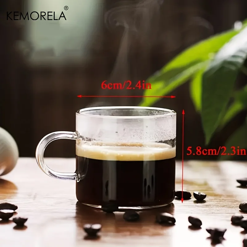 6PCS Espresso Cups 4 Oz Glass Espresso Coffee Cups Small Espresso Mugs With Handle For Hot Or Cold Latte Tea Microwave Safe