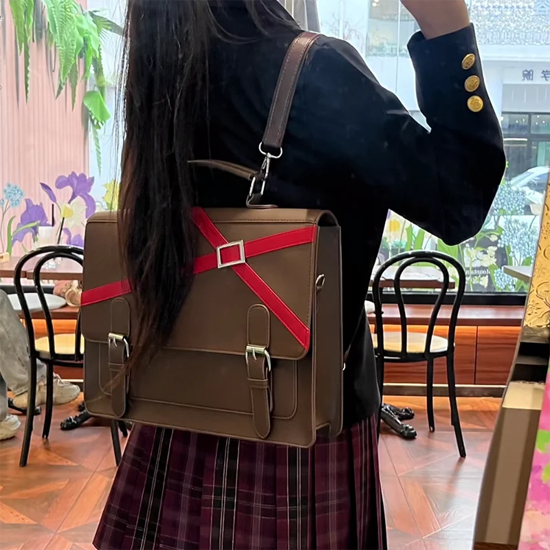 Anime Shugo Chara Hinamori Amu Cosplay Rucksack Leder Umhängetasche Student Umhängetasche Lolita Umhängetasche Braune Handtasche