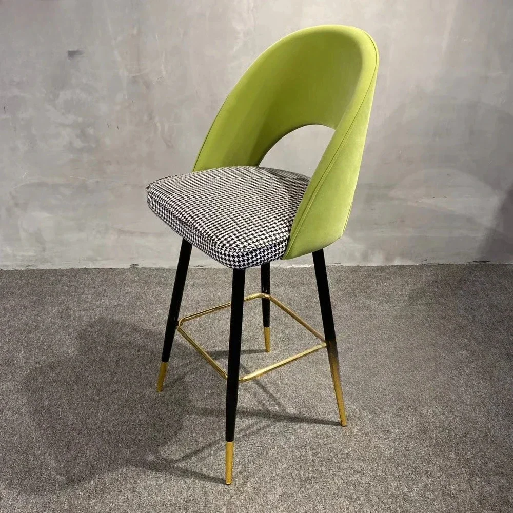 American light luxury solid wood bar chair Bar Restaurant Leisure Club Soft bag chair