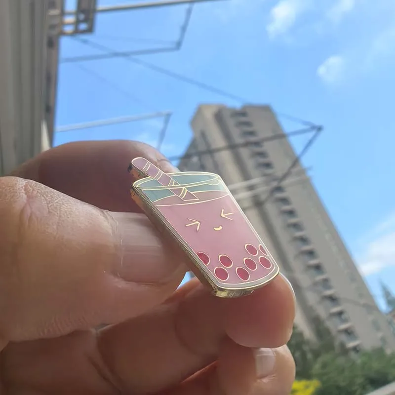 

100pc Boba Milk Tea Cute Kawaii Food Drink Strawberry Bubble Tea Badge Smile Cu-Tea Soft Enamel Lapel Pin