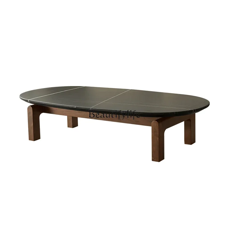 Black walnut coffee table living room new light luxury high-end marble desktop living room home