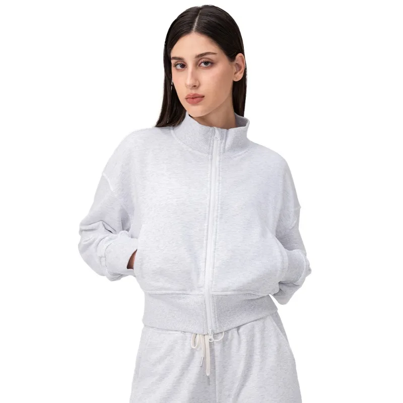 

Fashion Simple Jacket Autumn and Winter New Sports Coat Women's Loose Stand-up Collar Yoga Jacket Casual Top Zipper Cardigan