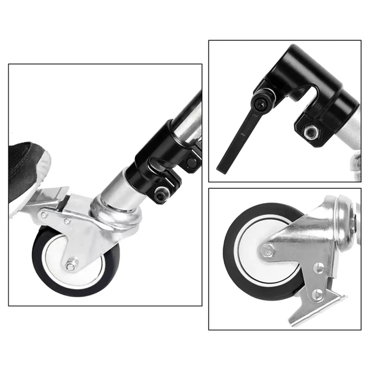 3pcs Swivel Caster Wheel with Metal Construction for Light Stand with 25mm Diameter Leg, for Studio Video