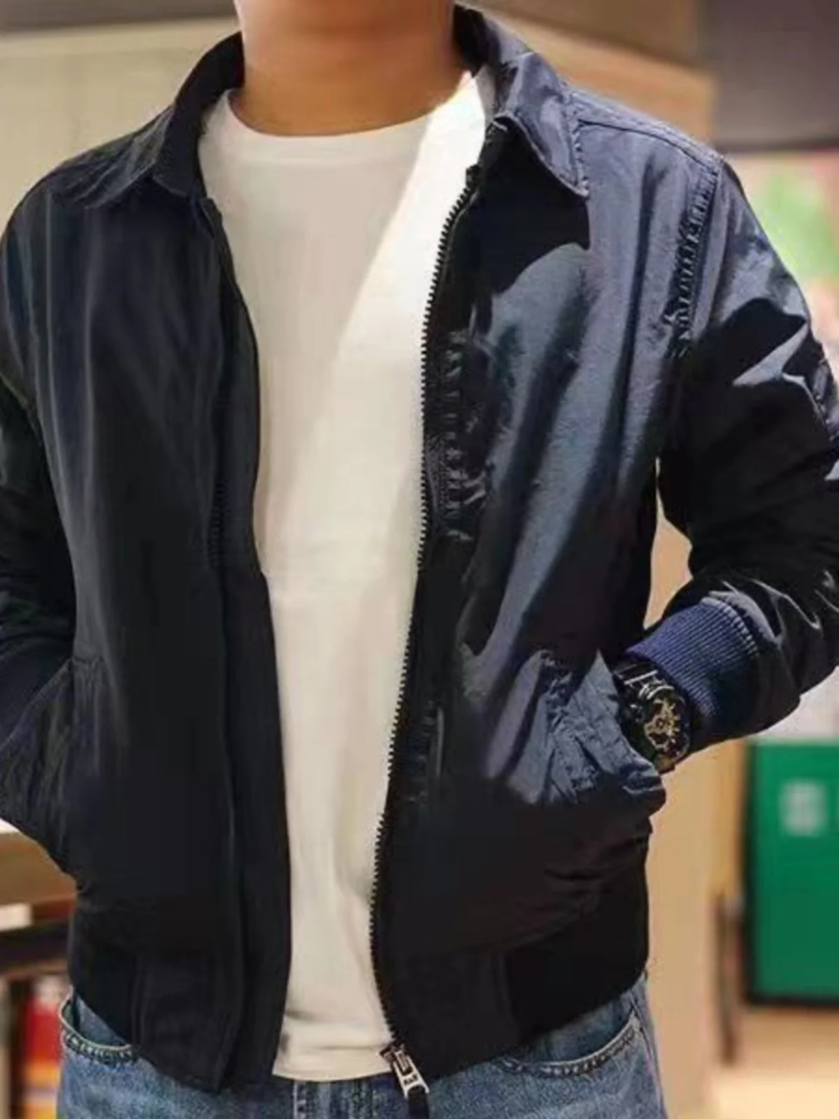 

Элегантная приталенная куртка с длинными рукавами и воротником на молнии, мужская деловая рабочая одежда, верхняя одежда, весенне-осенний стиль, повседневная мода