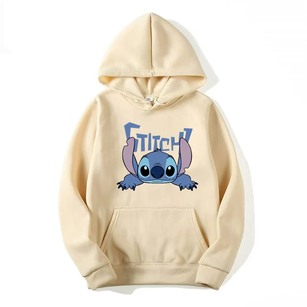 2024 New Disney Stitch Cartoon Cute Loose Hooded Hooded Hoodie Girl\'s Friend Dress Couple Dress Casual Fashion Hoodie Top Coat