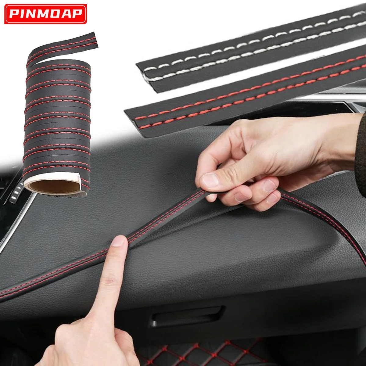 Auto Innen DIY Streifen Universal Dekorative PU Leder Gewebt Trim Streifen Für Tür Dashboard Aufkleber Auto Schutz Streifen 2/8m