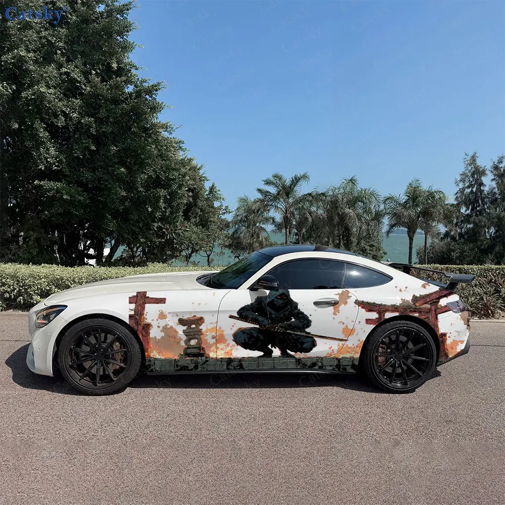 2pcs Shadow Ninja Burning Spirit, Durable, Fade-resistant, Enhance Vehicle Aesthetics With Bold Artistic Design Car Vinyl Wraps