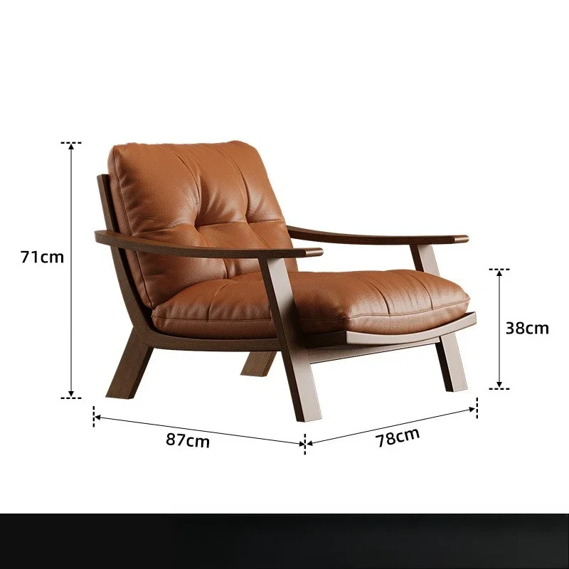 เก้าอี้โซฟา เก้าอี้พักผ่อน หนังวินเทจสไตล์เมลลาร์ด โซฟาเดี่ยว โซฟาสำหรับระเบียง โซฟาพักผ่อน